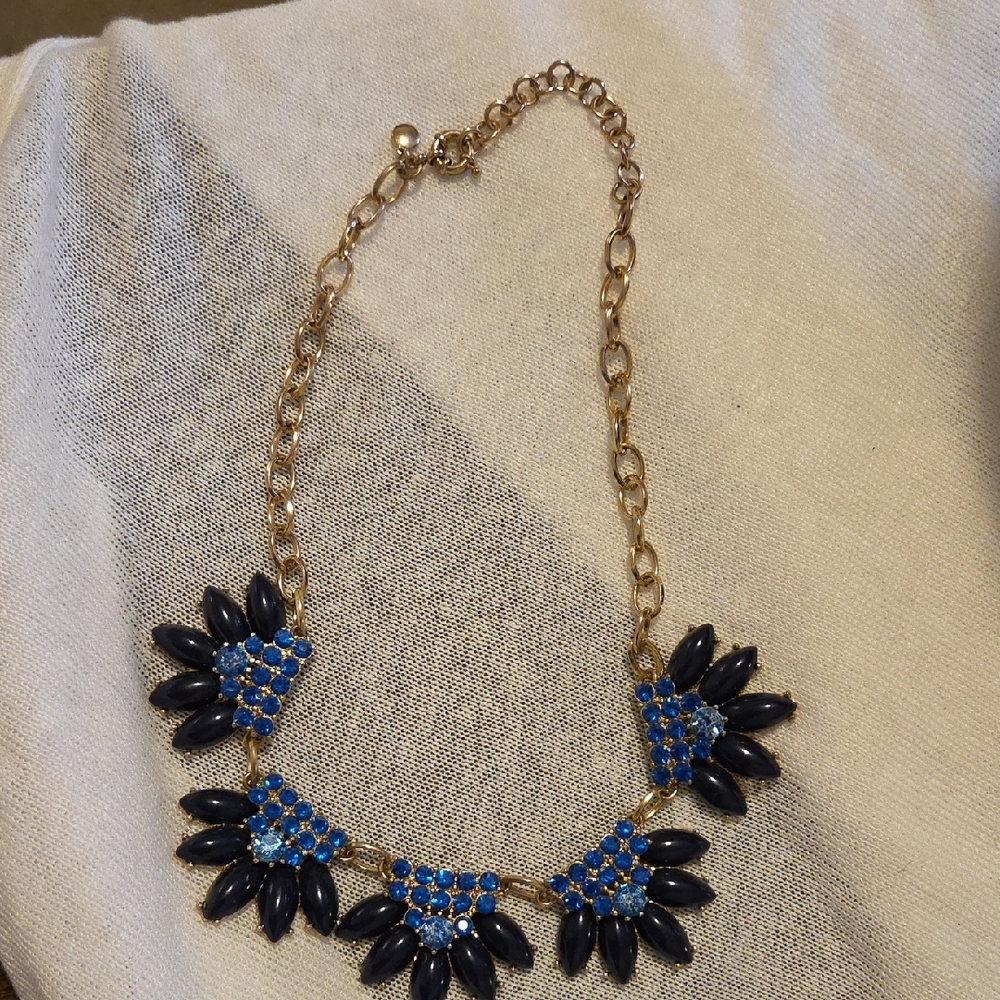 J. Crew Blue and Gold Statement Necklace